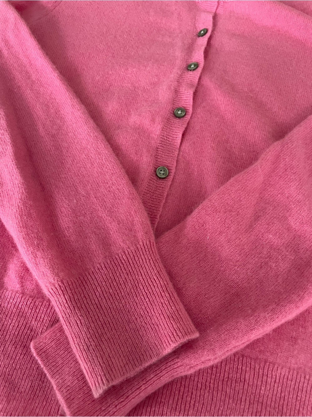 Hudson North Cashmere Crewneck Button-Front Sweater - Pink Size S/M - Picture 7 of 11